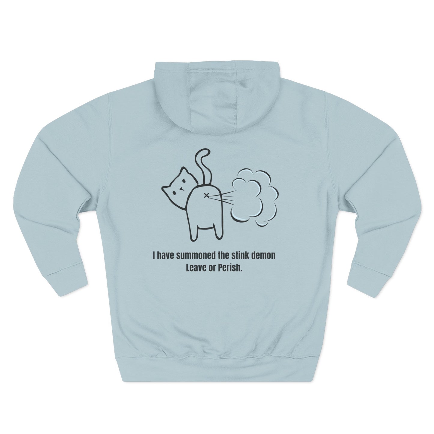 Humorous Cat Fleece Hoodie - 'I Have Summoned the Stink Demon'