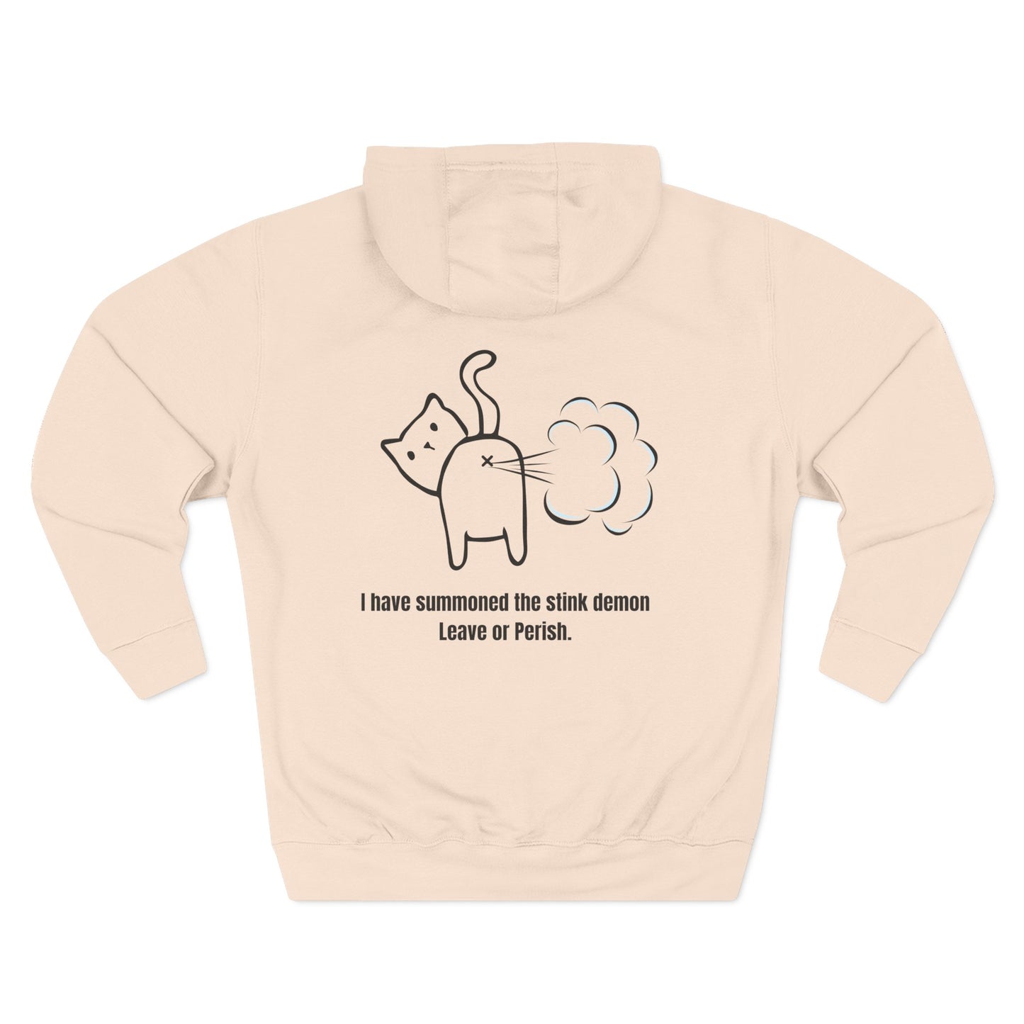 Humorous Cat Fleece Hoodie - 'I Have Summoned the Stink Demon'