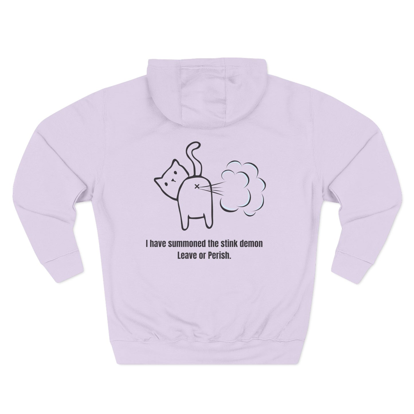 Humorous Cat Fleece Hoodie - 'I Have Summoned the Stink Demon'