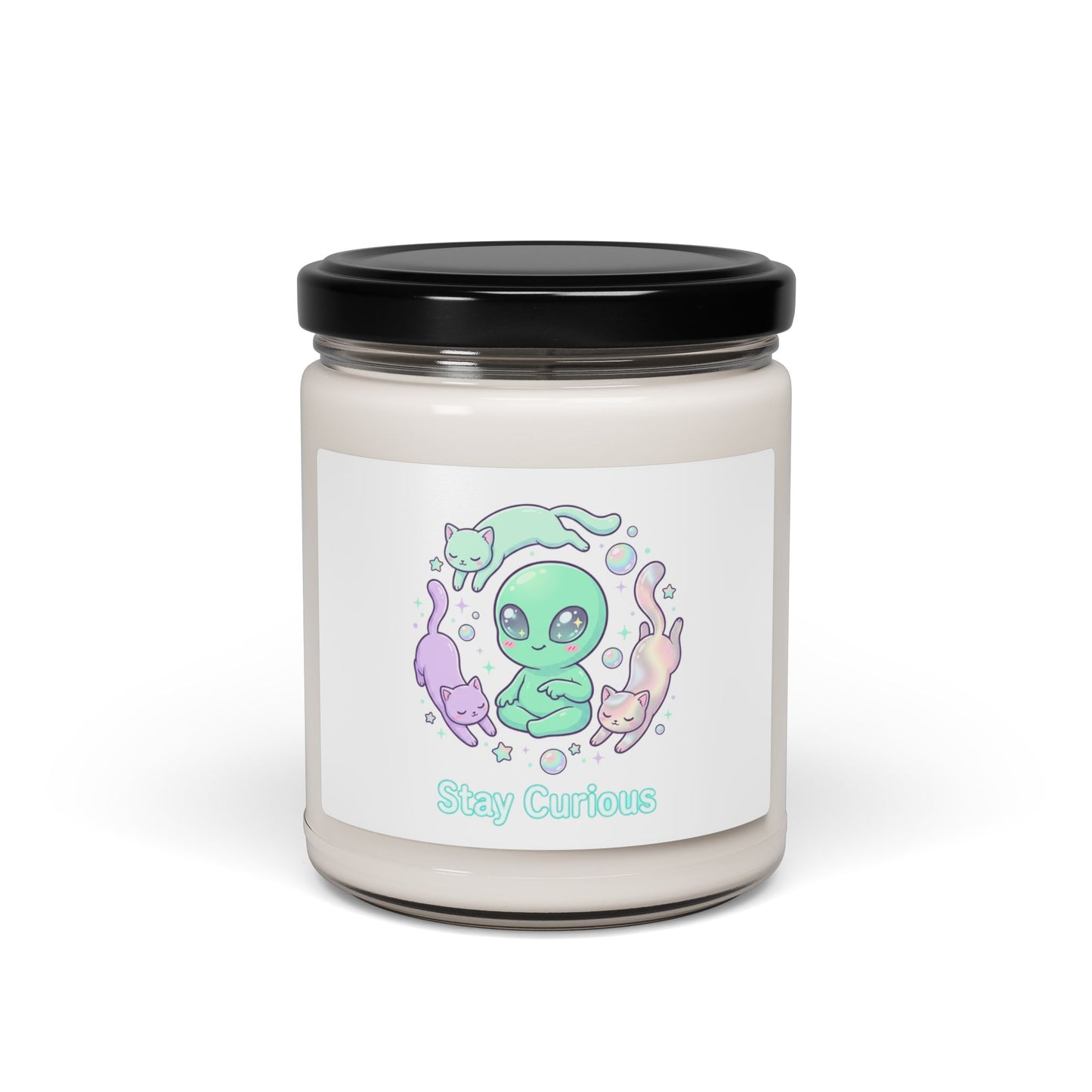 Pastel Cute Alien Candle, Soy Jar Candle | Soft Alien, Opalescent Cosmic Vibes
