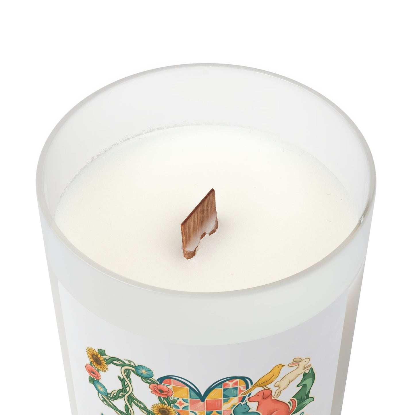 Frosted Glass Candle — Peace, Love & Animals Scent (11oz) — Be a Petty‑Witty Human