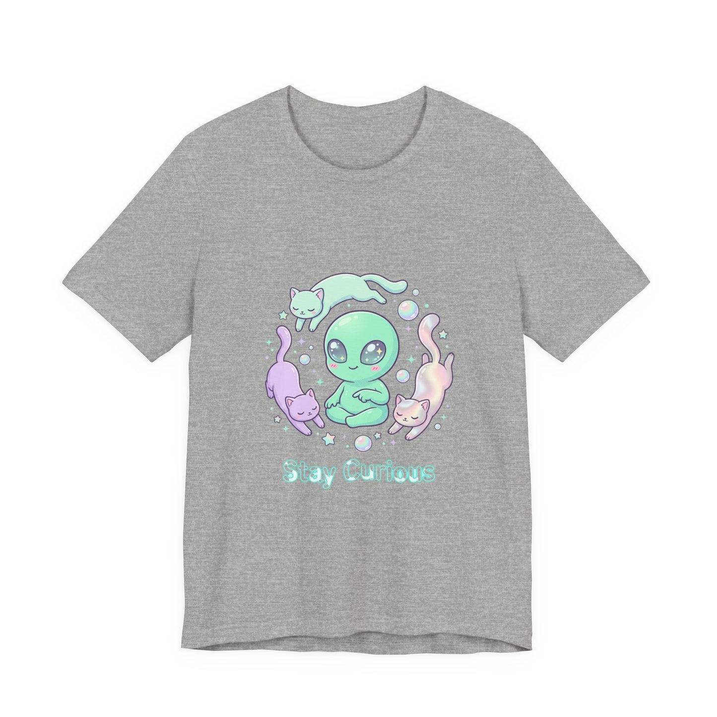Stay Curious Alien Tee | pastel space design, holographic vibes