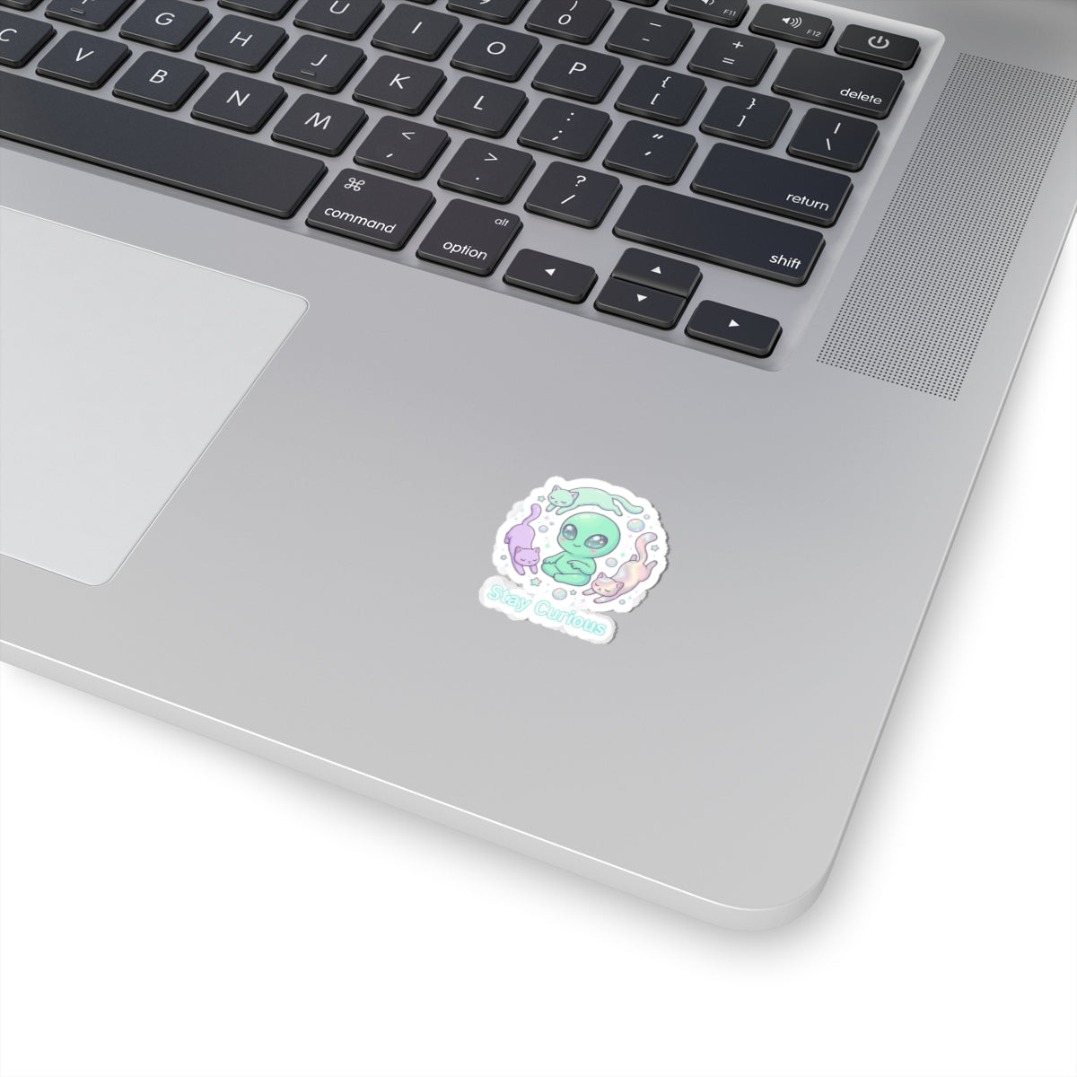 Stay Curious pastel alien sticker | Soft Alien, opalescent cosmic vibes