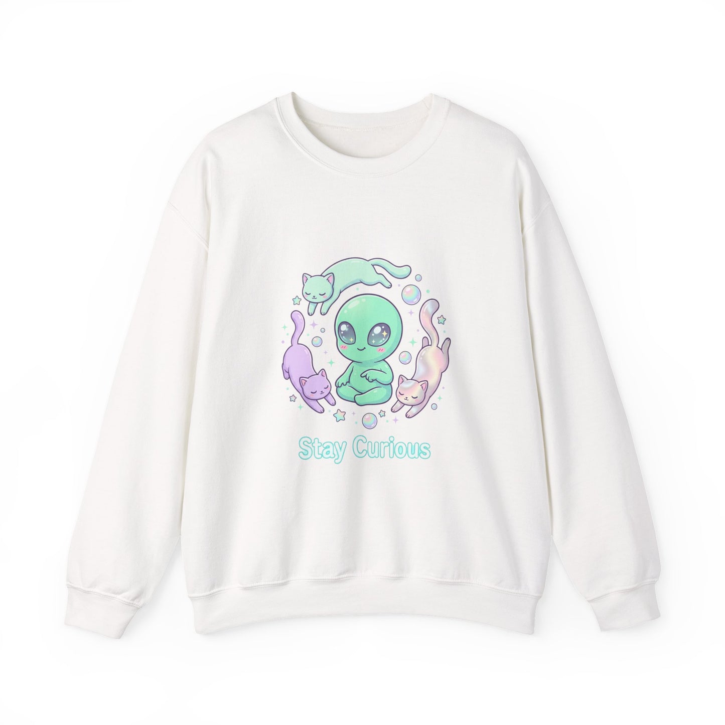 Pastel Alien Crewneck Sweatshirt | cute alien shirt, opalescent cosmic vibes