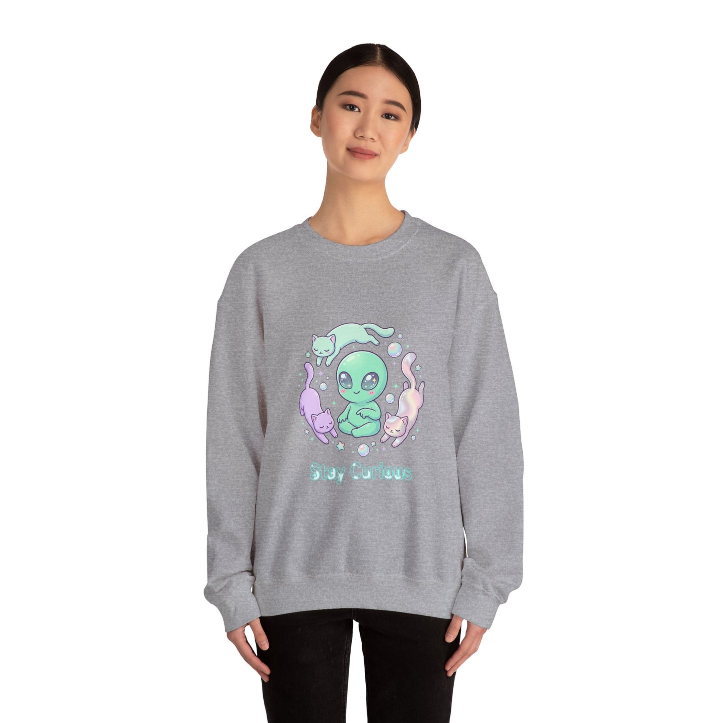 Pastel Alien Crewneck Sweatshirt | cute alien shirt, opalescent cosmic vibes