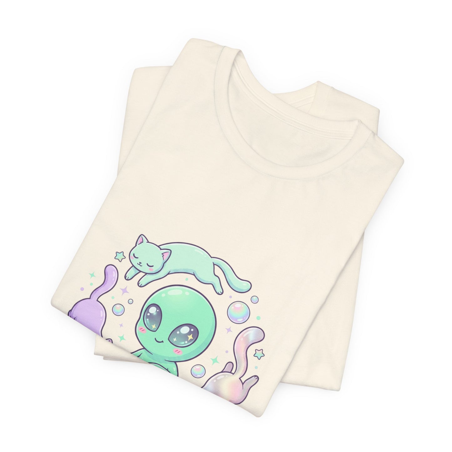 Stay Curious Alien Tee | pastel space design, holographic vibes