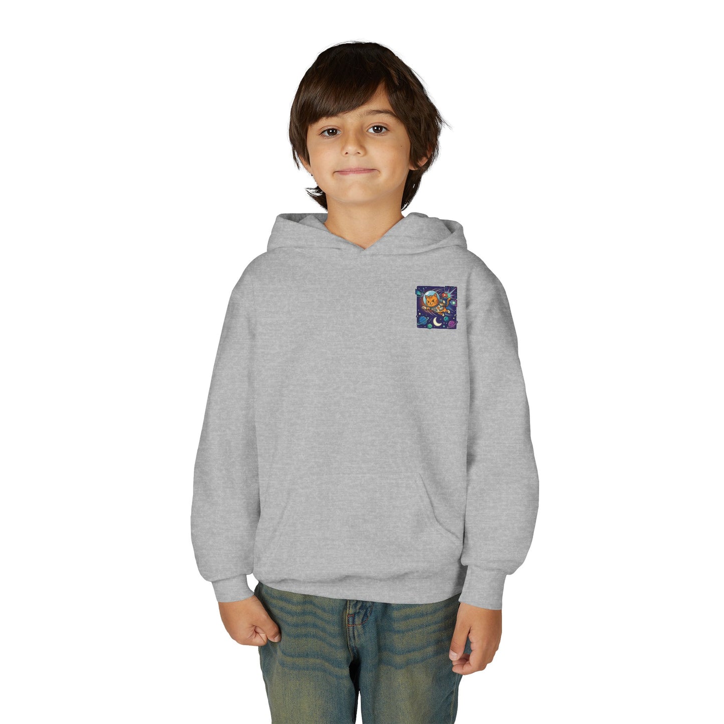 Space Cat Hoodie — Funny Youth Astronaut Cat Sweatshirt for Kids
