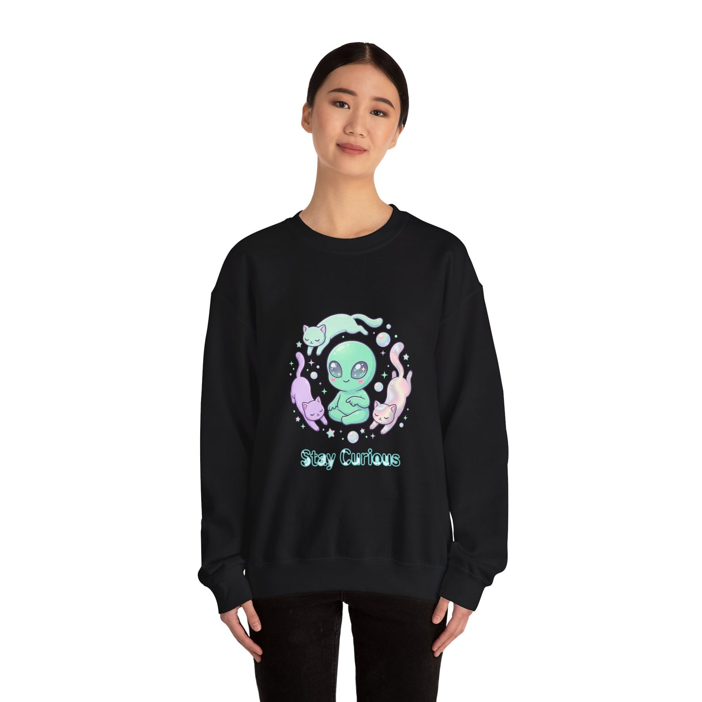 Pastel Alien Crewneck Sweatshirt | cute alien shirt, opalescent cosmic vibes
