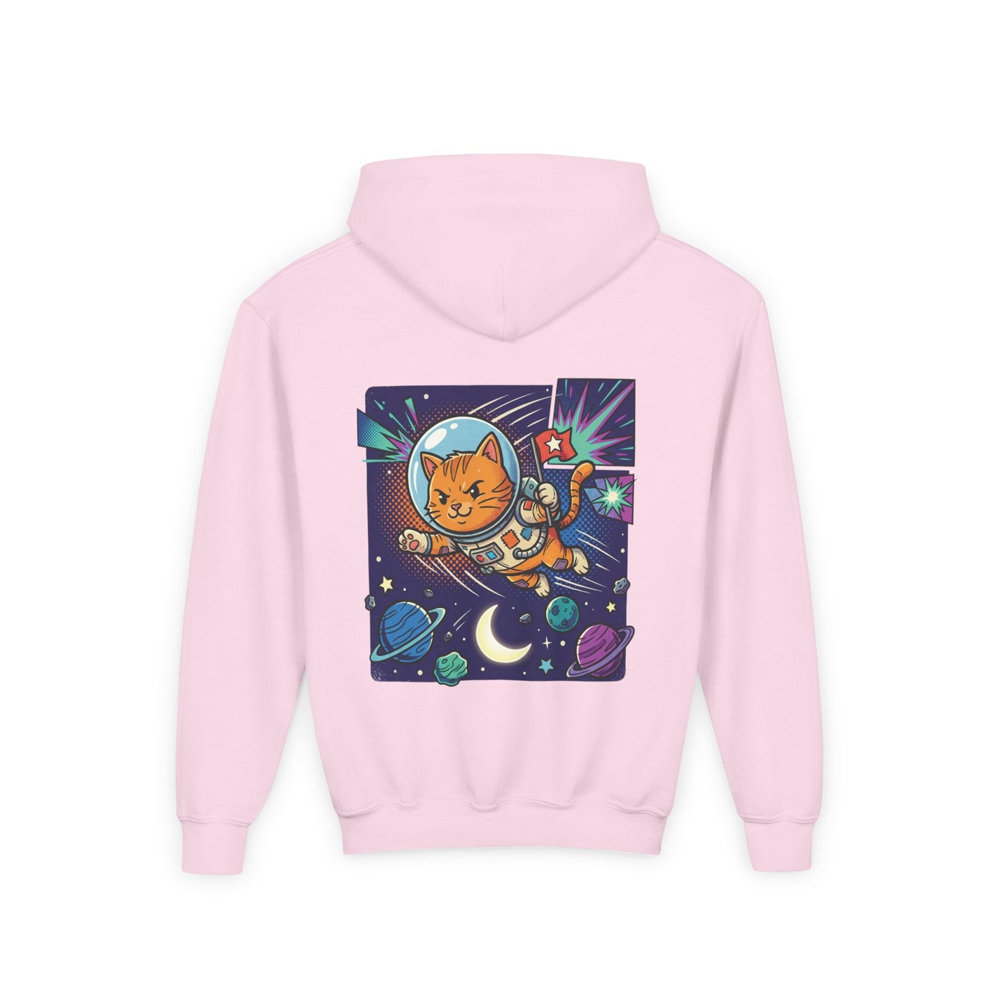 Space Cat Hoodie — Funny Youth Astronaut Cat Sweatshirt for Kids