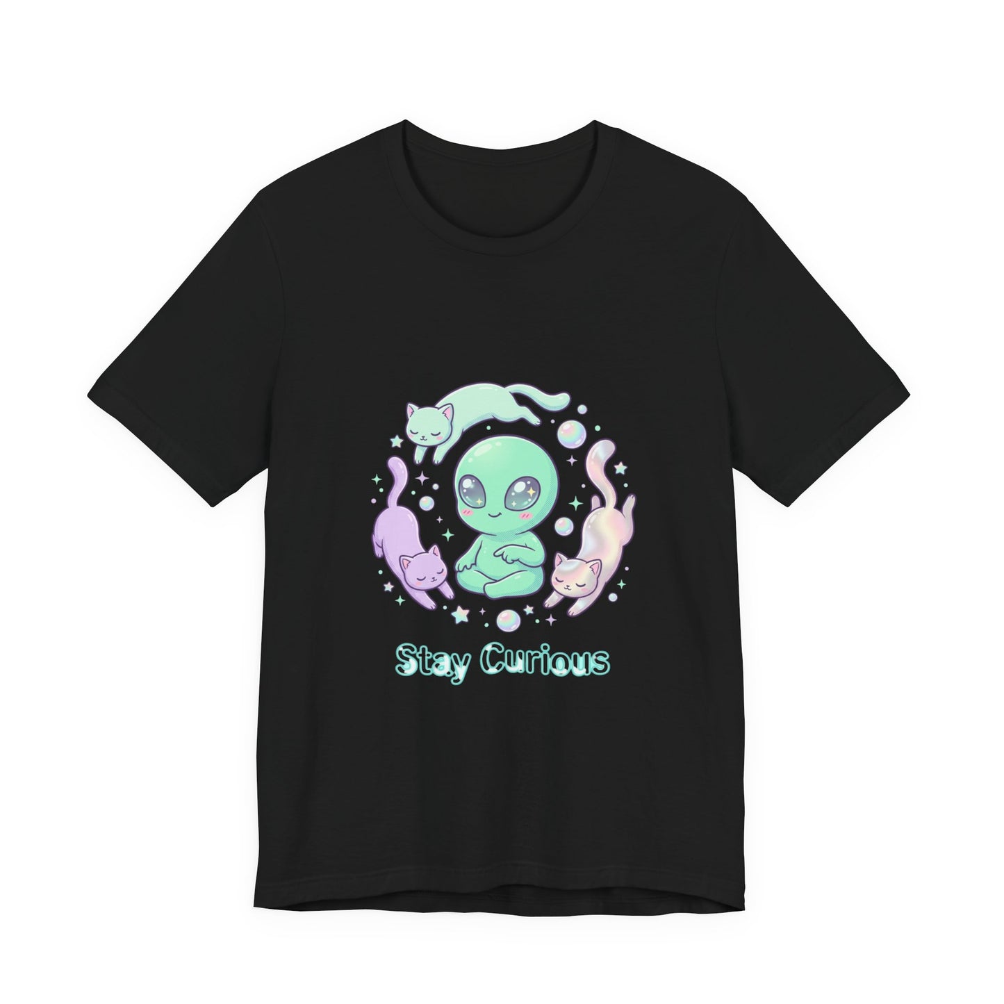 Stay Curious Alien Tee | pastel space design, holographic vibes