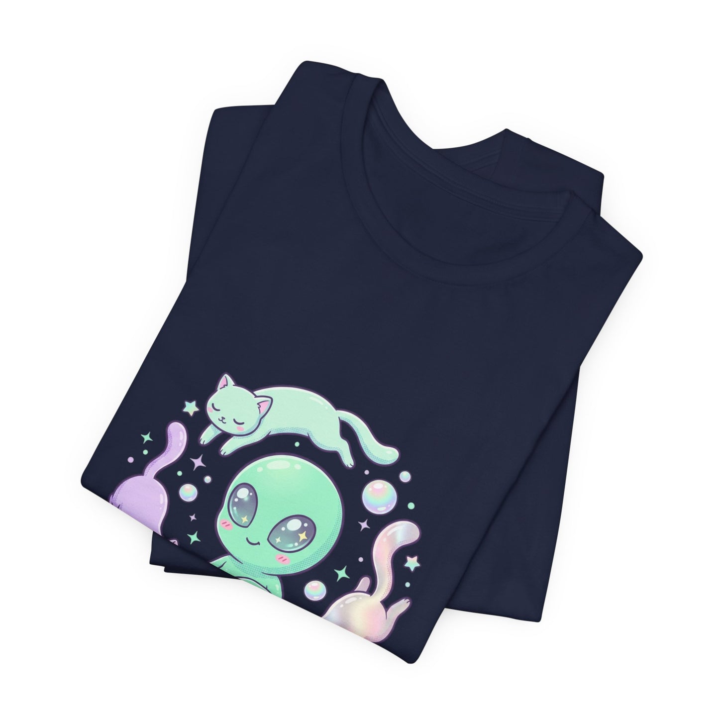 Stay Curious Alien Tee | pastel space design, holographic vibes