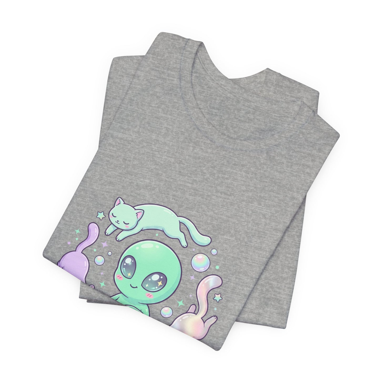 Stay Curious Alien Tee | pastel space design, holographic vibes