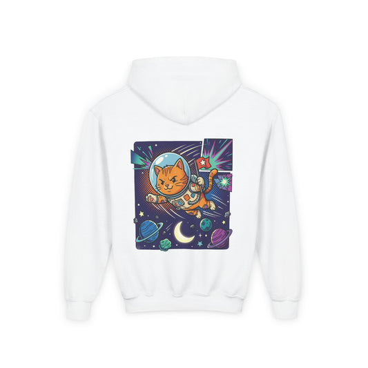 Space Cat Hoodie — Funny Youth Astronaut Cat Sweatshirt for Kids