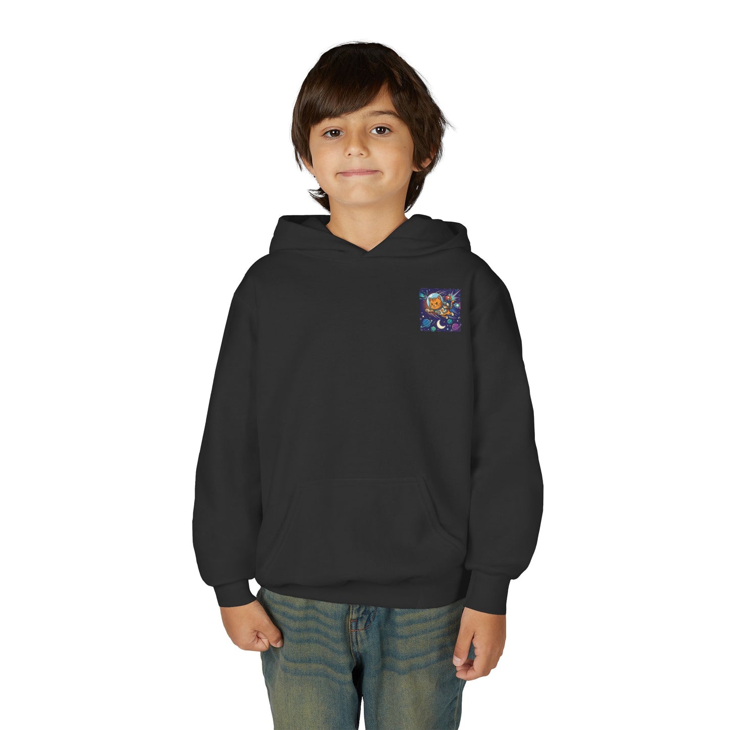 Space Cat Hoodie — Funny Youth Astronaut Cat Sweatshirt for Kids