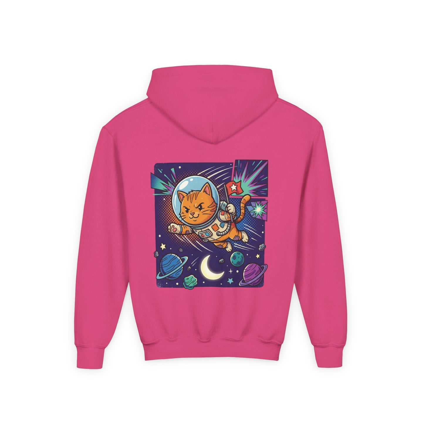 Space Cat Hoodie — Funny Youth Astronaut Cat Sweatshirt for Kids