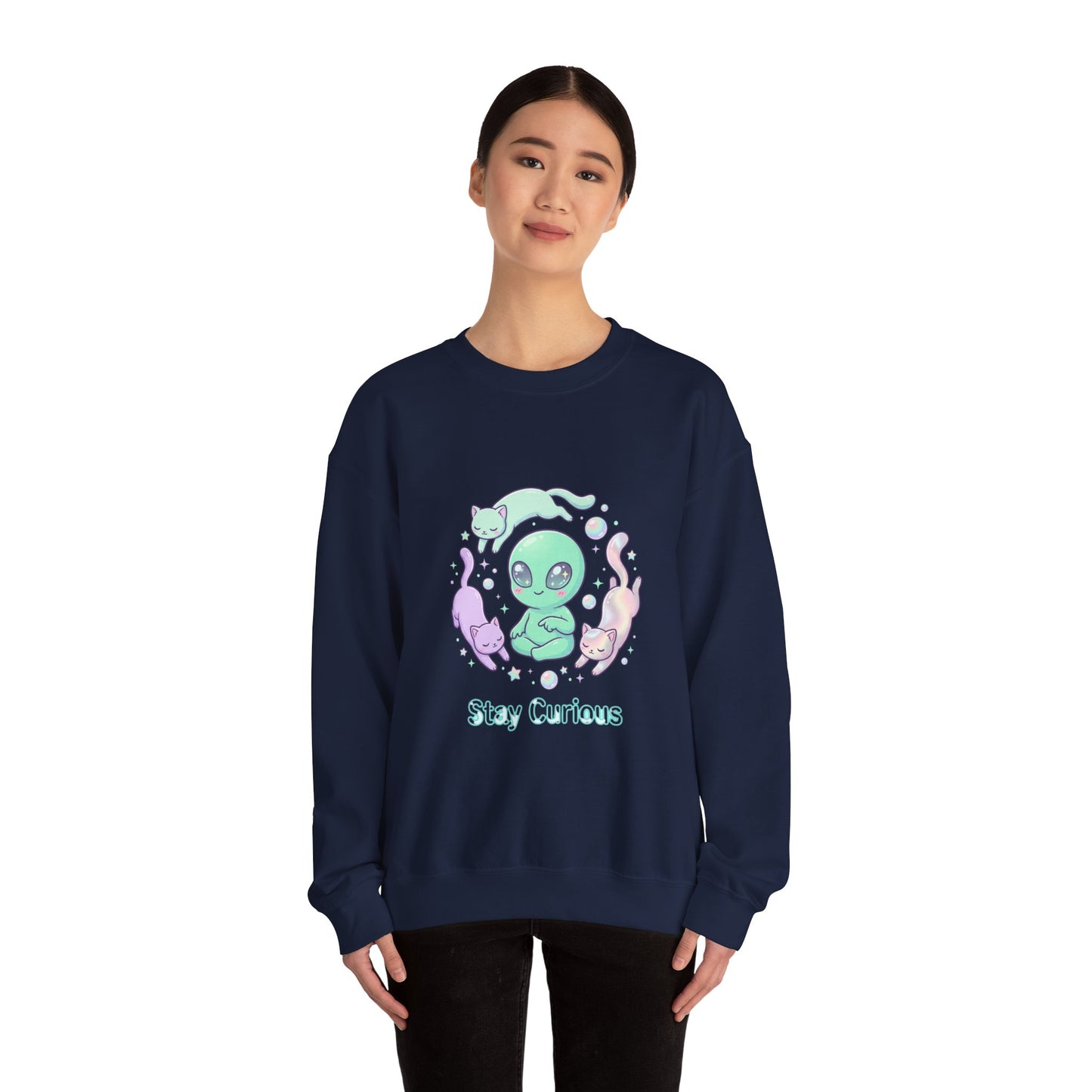 Pastel Alien Crewneck Sweatshirt | cute alien shirt, opalescent cosmic vibes