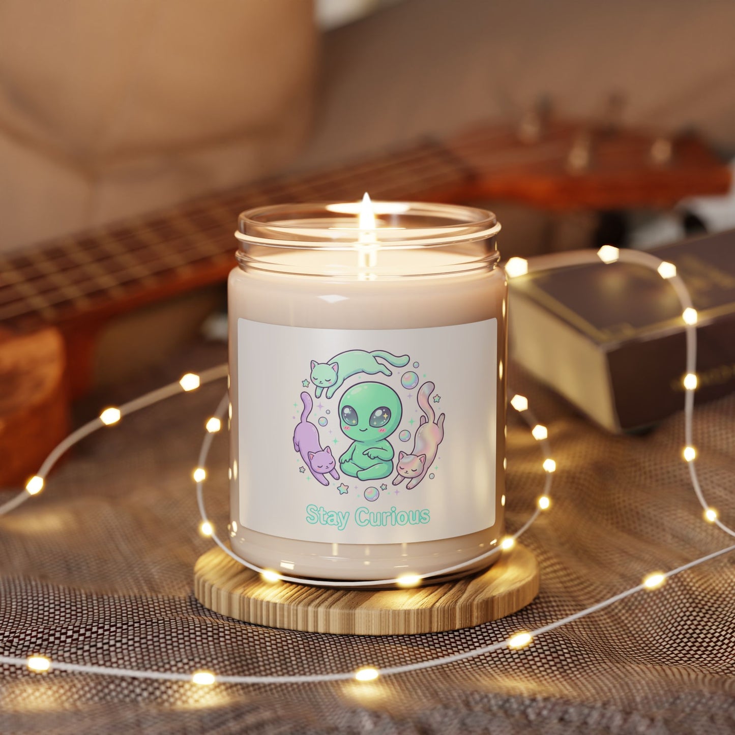 Pastel Cute Alien Candle, Soy Jar Candle | Soft Alien, Opalescent Cosmic Vibes