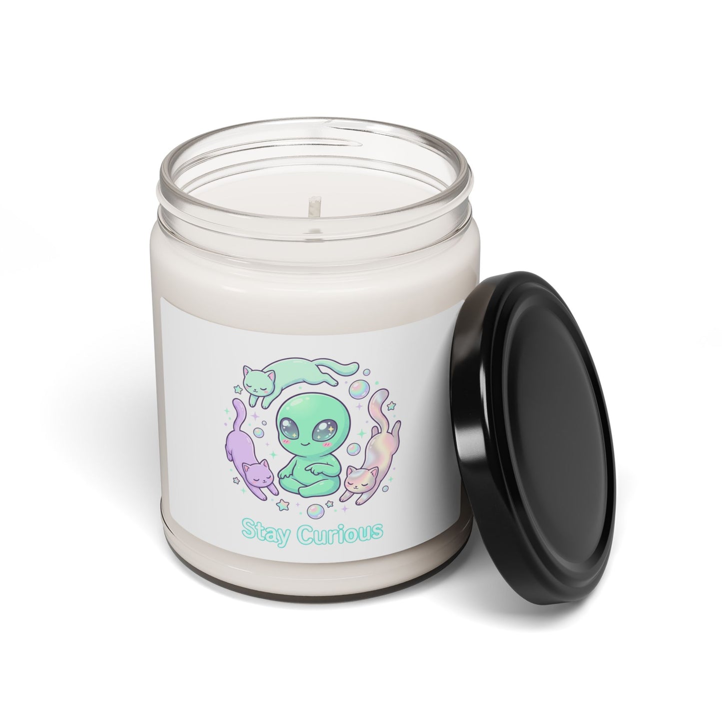 Pastel Cute Alien Candle, Soy Jar Candle | Soft Alien, Opalescent Cosmic Vibes