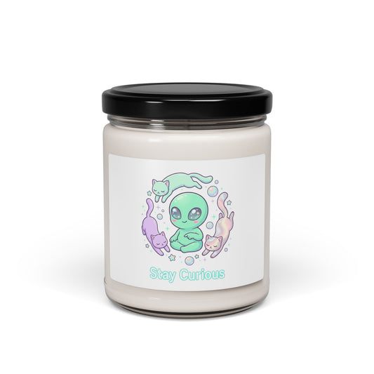 Pastel Cute Alien Candle, Soy Jar Candle | Soft Alien, Opalescent Cosmic Vibes