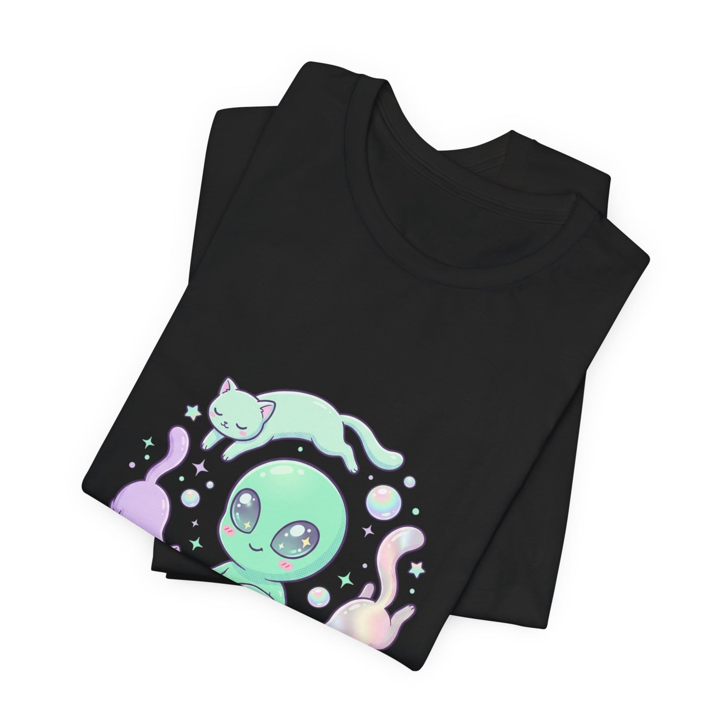 Stay Curious Alien Tee | pastel space design, holographic vibes